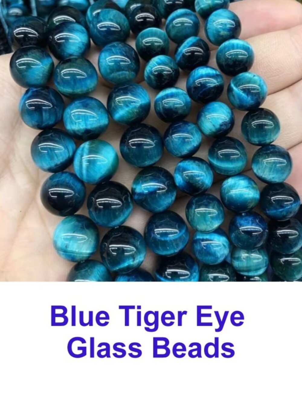 Blue Tiger Eye Glass Beads  46 Beads  8mm